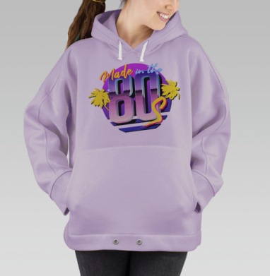 Ретро колорит восьмидесятых с пальмами и неоновыми деталями, Hoodie Oversize Fiolet