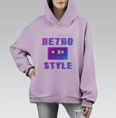 Ретро Стиль, Hoodie Mono Fiolet, оверсайз, утепленная