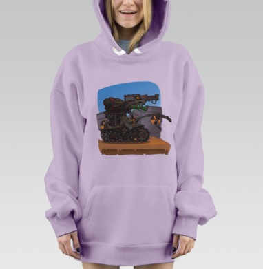 Ржавый механический мутант на радиоактивном фоне мутация угроза, Hoodie Mjhigh Dig Mel, Fiolet, утепленная