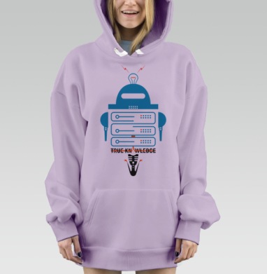 Робот сервер с настоящими знаниями для айтишников, Hoodie Mjhigh Dig Mel, Fiolet, утепленная