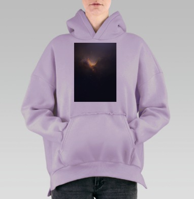 Рождение космического света в бескрайних просторах вселенной, Hoodie Oversize Fiolet, утепленная
