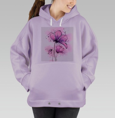 Романтичные розовые цветы с подчеркнутой фактурой нежности и легкости, Hoodie Oversize Fiolet