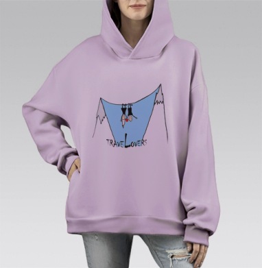 Романтика и приключения в подвешенной любви, Hoodie Mono Fiolet, оверсайз, утепленная