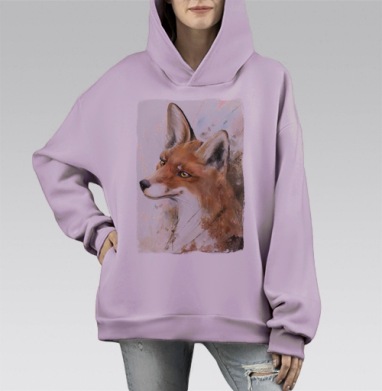 Рыжая лиса, Hoodie Mono Fiolet, оверсайз, утепленная