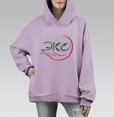 Рука помощи, Hoodie Mono Fiolet, оверсайз, утепленная