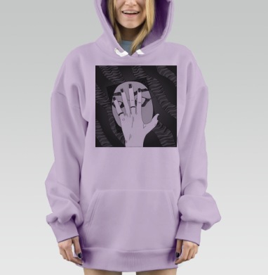 Рука закрывающая лицо эмоциональная драма внутренней борьбы, Hoodie Mjhigh Dig Mel, Fiolet, утепленная