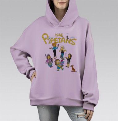 Весёлая пародия THE PIPETANS в стиле Симпсонов, Hoodie Mono Fiolet, оверсайз, утепленная