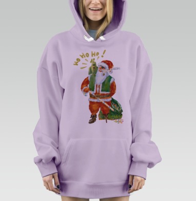 Санта с попугаем и сладостями на Рождество, Hoodie Mjhigh Dig Mel, Fiolet, утепленная