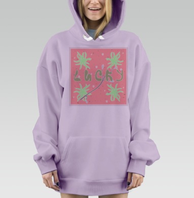 Счастливчик на милом фоне нежно розового цвета, Hoodie Mjhigh Dig Mel, Fiolet, утепленная