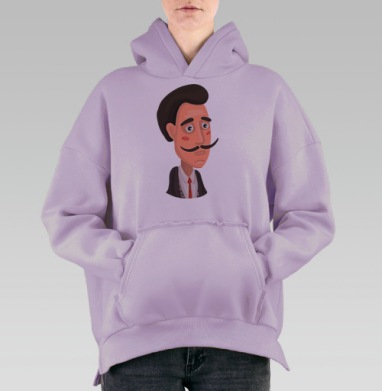 Серьезный мужчина с усами и красным галстуком персонаж, Hoodie Oversize Fiolet, утепленная