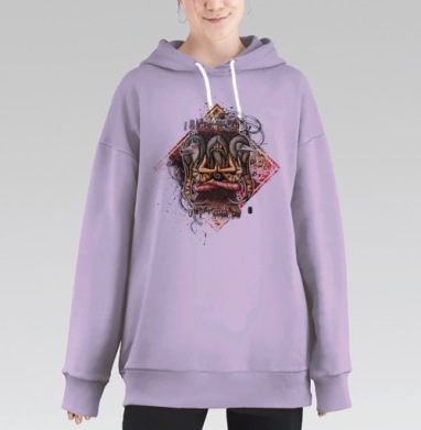 Шаман с тотемными животными, Hoodie Long Oversize Fiolet