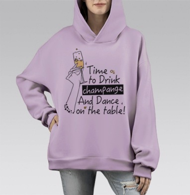 Шампанское, Hoodie Mono Fiolet, оверсайз, утепленная