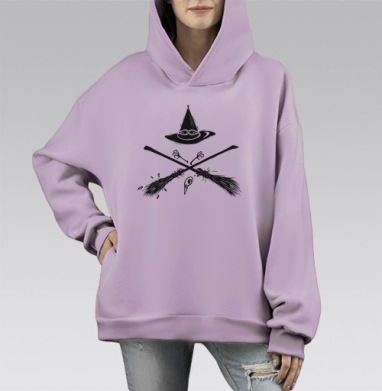 Шляпа и помелЫ, Hoodie Mono Fiolet, оверсайз, утепленная