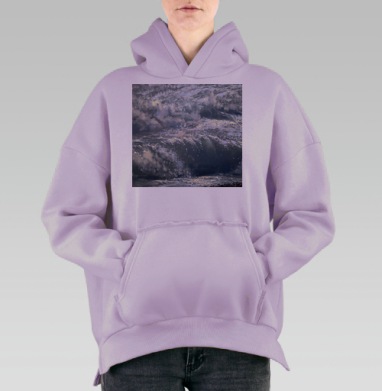 Шторм холодные волны мощь природы, Hoodie Oversize Fiolet, утепленная