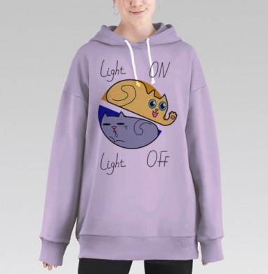 СИЛА СВЕТА И КОТЫ, Hoodie Long Oversize Fiolet