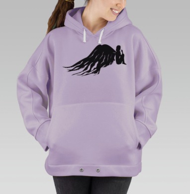 Силуэт девушки ангела в черном на земле, Hoodie Oversize Fiolet