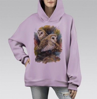 Сипухи, Hoodie Mono Fiolet, оверсайз, утепленная