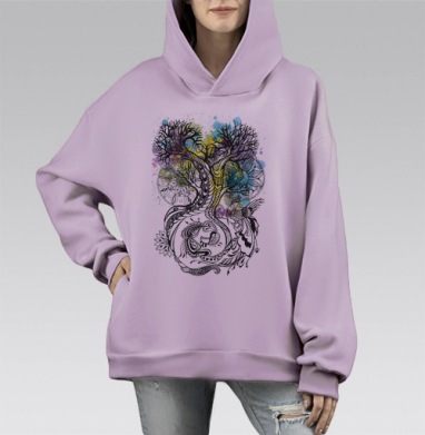 Сказки леса, Hoodie Mono Fiolet, оверсайз, утепленная