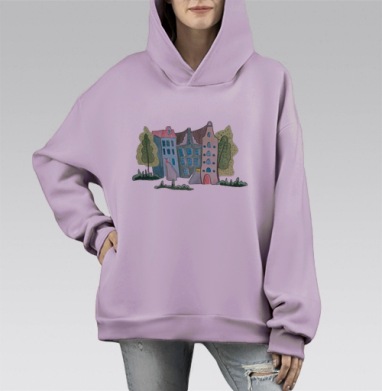 Сказочная улица, Hoodie Mono Fiolet, оверсайз, утепленная