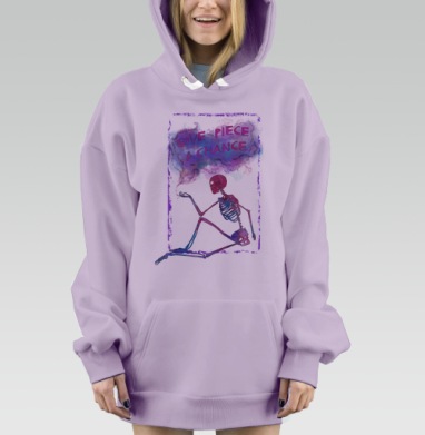 Скелет с сигаретой в неоновом стиле символ мира, Hoodie Mjhigh Dig Mel, Fiolet, утепленная