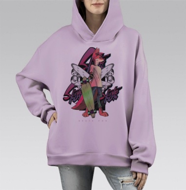 Скейтлис, Hoodie Mono Fiolet, оверсайз, утепленная