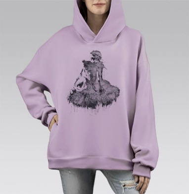 Скользящая в темноте, Hoodie Mono Fiolet, оверсайз, утепленная