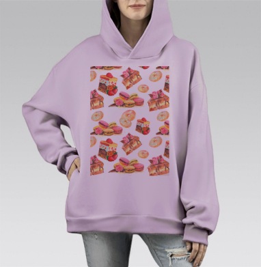 Сладкий десерт, Hoodie Mono Fiolet, оверсайз, утепленная