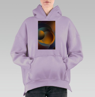 Сложные сферы в золотистых оттенках и бирюзовом цвете, Hoodie Oversize Fiolet, утепленная