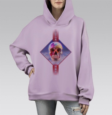 Смерть в космосе, Hoodie Mono Fiolet, оверсайз, утепленная
