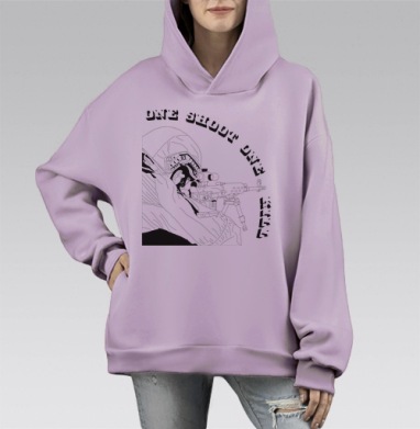 СНАЙПЕР ДВА, Hoodie Mono Fiolet, оверсайз, утепленная