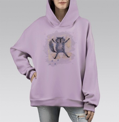 Снежный ангел, Hoodie Mono Fiolet, оверсайз, утепленная