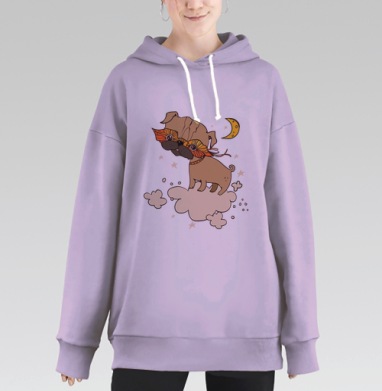 Собачка в маске, Hoodie Long Oversize Fiolet