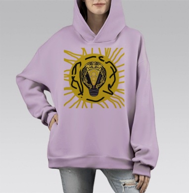 Солнечная батарейка, Hoodie Mono Fiolet, оверсайз, утепленная