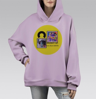 Современное искусство, Hoodie Mono Fiolet, оверсайз, утепленная