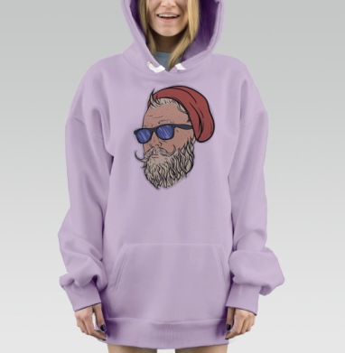 Современный Дед Мороз в очках с красной шапкой, Hoodie Mjhigh Dig Mel, Fiolet, утепленная