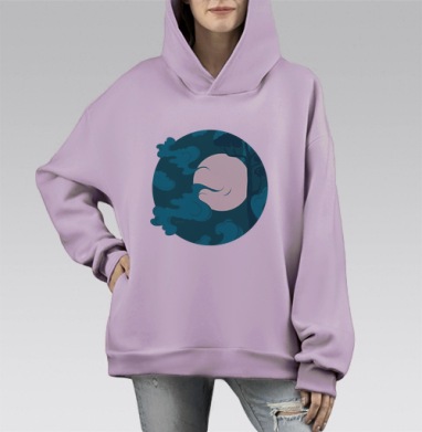Спокойная ночь, Hoodie Mono Fiolet, оверсайз, утепленная