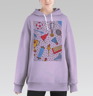 Спортивный паттерн, Hoodie Long Oversize Fiolet