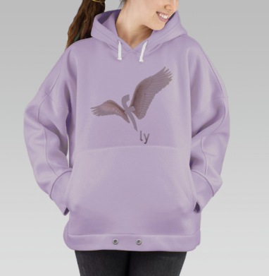 Стилизованная буква с крыльями символ свободы и полёта fly, Hoodie Oversize Fiolet