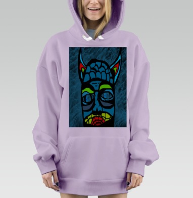 Стилизованная Голова Взгляд Красный Лицо, Hoodie Mjhigh Dig Mel, Fiolet, утепленная