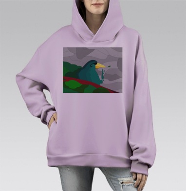 Сторож леса, Hoodie Mono Fiolet, оверсайз, утепленная