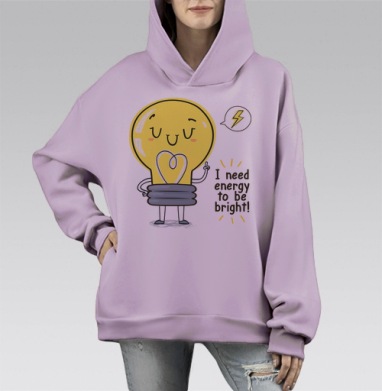 Свет, Hoodie Mono Fiolet, оверсайз, утепленная