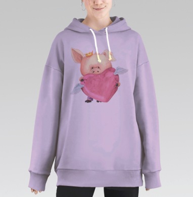 Свин с сердцем, Hoodie Long Oversize Fiolet