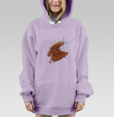 Свободный рыжий персонаж на качелях свободы и легкости, Hoodie Mjhigh Dig Mel, Fiolet, утепленная