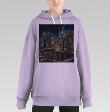Таинственные руины ночного мистического света, Hoodie Long Oversize Fiolet