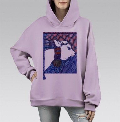 Тебя там встретит добрый вол, Hoodie Mono Fiolet, оверсайз, утепленная