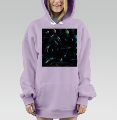 Текучие Голографические Эффекты Черной Жидкости, Hoodie Mjhigh Dig Mel, Fiolet, утепленная