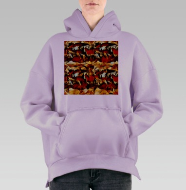 Тёплая абстрактная геометрия гор и каньона ржавый цветовой тренд 2021, Hoodie Oversize Fiolet, утепленная