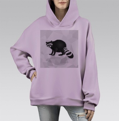 Толстый енот, Hoodie Mono Fiolet, оверсайз, утепленная