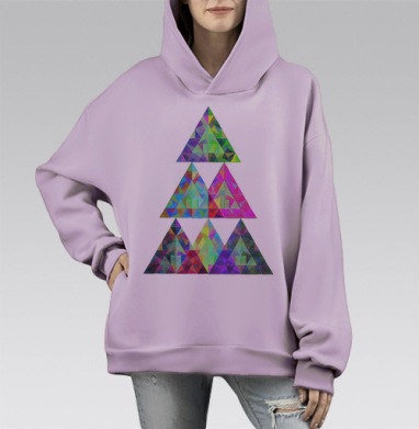 Треугольная елка, Hoodie Mono Fiolet, оверсайз, утепленная