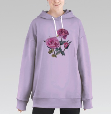 Три розовые розы, Hoodie Long Oversize Fiolet